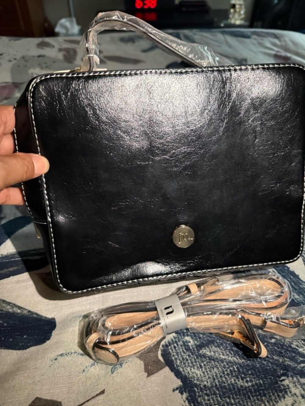 Jessica Moore  Women’s Black Faux Leather  Crossbody